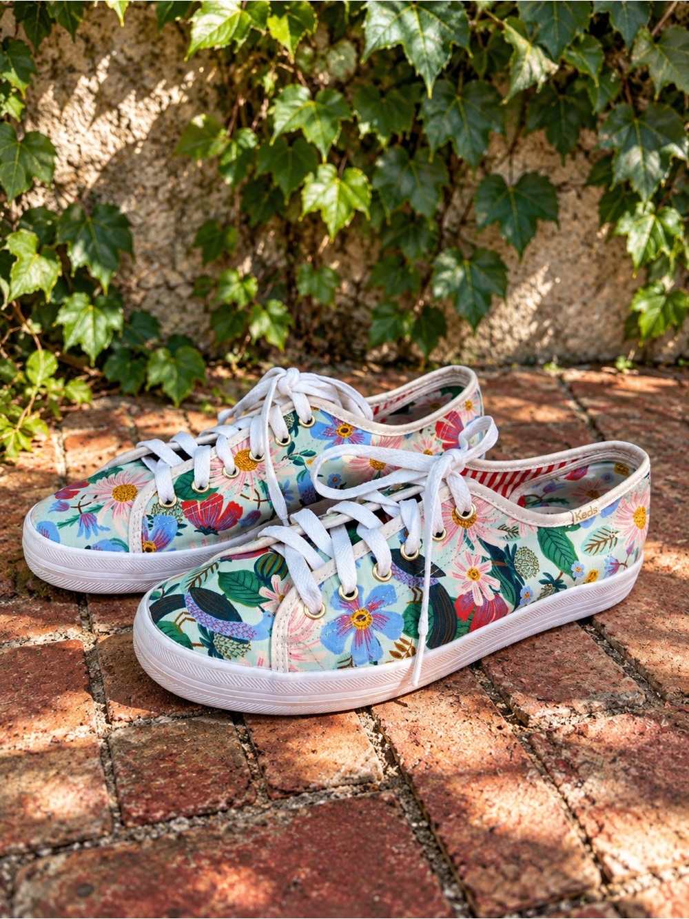 KEDS X RIFLE PAPER COMPANY Collaboration Floral Lace Up Sneakers, 8.5
